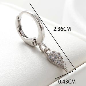 1Piece Simple Series Leaf Copper Silver Color Zircon Women's Dangle Earrings h5 